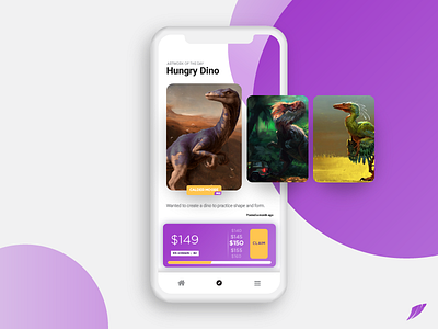 Artstation Artwork Auction App #1 appui artstation artwork auction auction app dino purple uiux