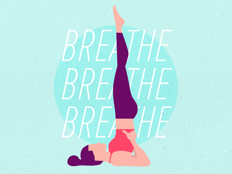 Sarvangasana breathe illustration shoulder stand stretch woman yoga