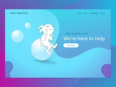 Skin Republic Landing Page blue bunny clean cute landing page purple skin skincare ui visual design web website