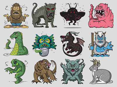 Cryptid Sticker Pack bigfoot chupacabra cryptid frog loveland merman mongolian death worm monsters mothman ness nj devil yeti