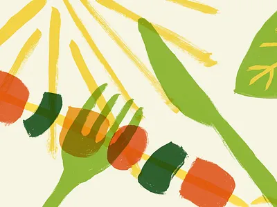 Sadler's Market bold colourful food gouache illustration market paint street food