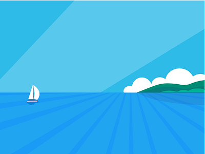 Smooth Sailing art boat design flat illustration island landscape microsoft onedrive sailing vector water