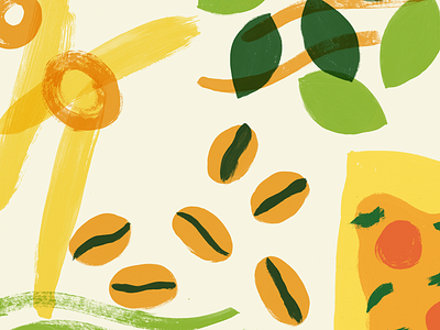Sadler's Market bold coffee colourful food gouache illustration market paint pizza street food