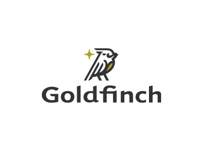 Goldfinch bird finch fly gold goldfinch lettering logo logotype mustache star wing