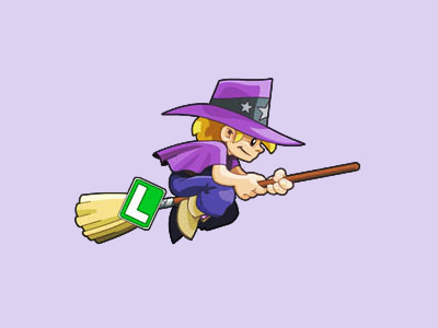 Estanislau. Escola de vol. cartoon character character design game sprite witch