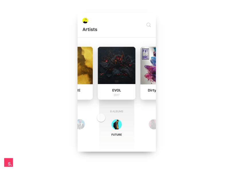 InVision Studio - Artist Discography animated animation artist concept discography headline invision list menu navigation studio