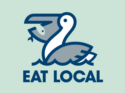 Eat Local Pelican geometric icon illustration pelican thick lines vector