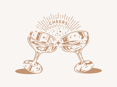 Cheers bubbles champagne cheers glasses illustration