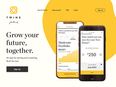 Twine.com Update investing iphone app iphone x landing saving sign up twine