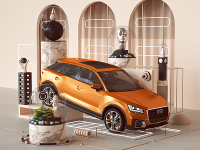 AUDI: Q-riosity 3d artdirection audi automotive c4d car cinema4d illustration motion render uk