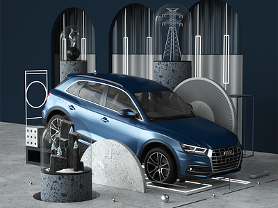 AUDI: Q-riosity 3d artdirection audi automotive c4d car cinema4d illustration motion render uk