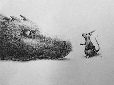 Eustace & Reepicheep dragon drawing eustace illustration graphite literature narnia pencil reepicheep voyage of the dawn treader