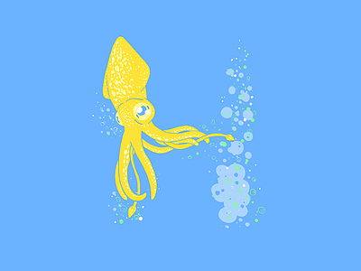 36 Days Of Type - H 36 days of type alphabet aquatic illustration lettering squid tropical type typography