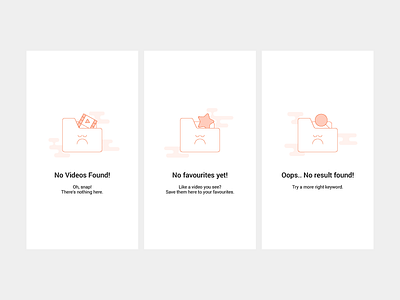 Empty States card empty error favorites mjbheda orange player search states video