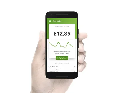 Energy usage app android graph green material open sans