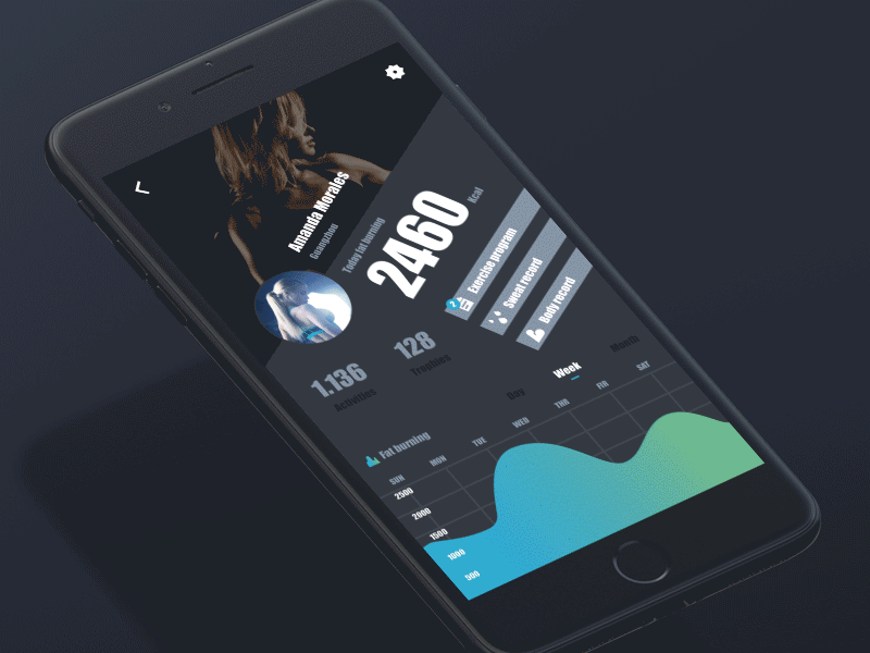 Bodybuilding App animation black bodybuilding effect gif move ui ux