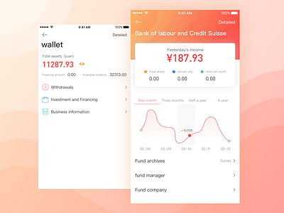 Financial management H5 app bank card chart design financial fund money payment ui ux wallet