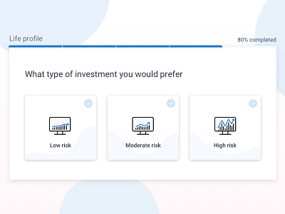 Type of risk preference graphs investment life insurance loader onboarding process risk levels steppers