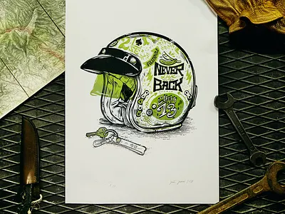 GREEN HELMET print font green hadwritten helmet illustration key lettering typo typography vector