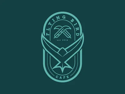Flying Bird Cafe badge bird cafe depth design flying green illustration illustrator shades symbol