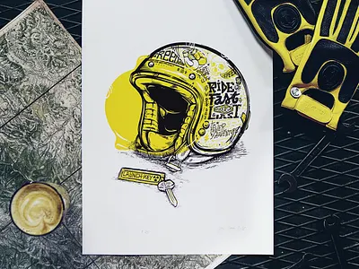 YELLOW HELMET print font hadwritten helmet illustration key typo typography vector yellow