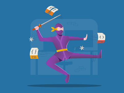 Frontendninja character coding computer css flat frontend html illustration javascript ninja programming vector