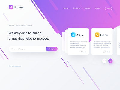 Monosa clean design flat icons illustrations landing minimal page sketch ui ux website