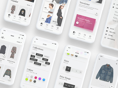 Marnie UI Kit - Screens II cart commerce filters flat interactive iphone x mobile product screens shop ui ux