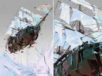 The Flying Dutch 3d draw generative illustration januszjurek lines procedural
