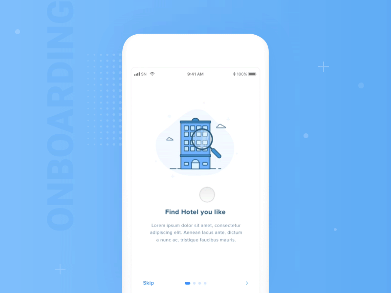 Onboarding Hotel Animation animation blue book hotel hotel interaction onboarding principle