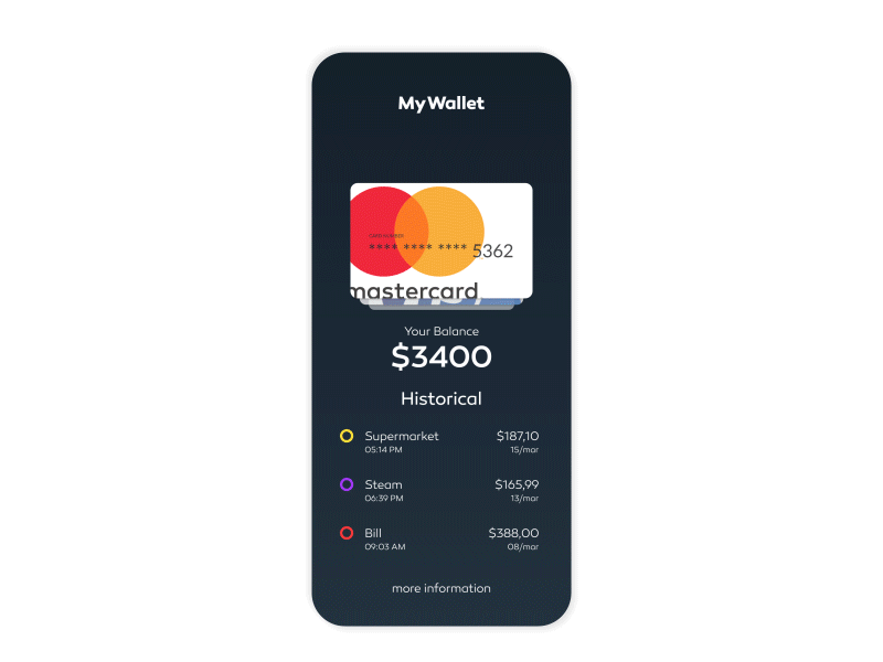 Credit Card Settings after effects animation app credit card design gif interface payment ui ux