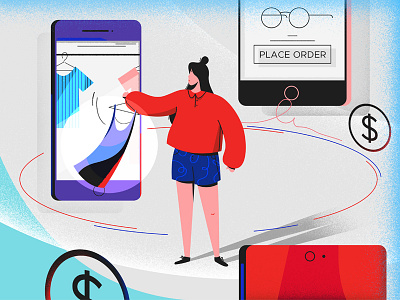 Fashionapp application clothing fashion girl illustration money phone