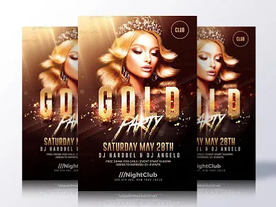 Gold Party Flyer Template club creative creativeflyers design flyer flyer templates gold party graphic nightclub photoshop psd template