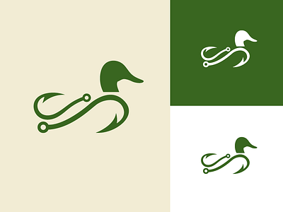 Hook and Hunter duck fishing hook icon identity logo mallard nature outdoors