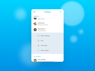 Daily UI #027 app chat contacts dailyui dropdown menu ui