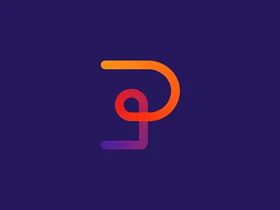 P Letter connection creative gradient identity logo design p p icon p logo purple yellow