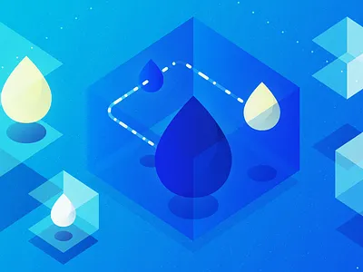 VPCs concept flat gradient header icon isometric perspective texture water