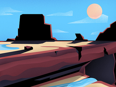 Desert desert drawing flat grain illustration mountains palette photoshop shadows sky test