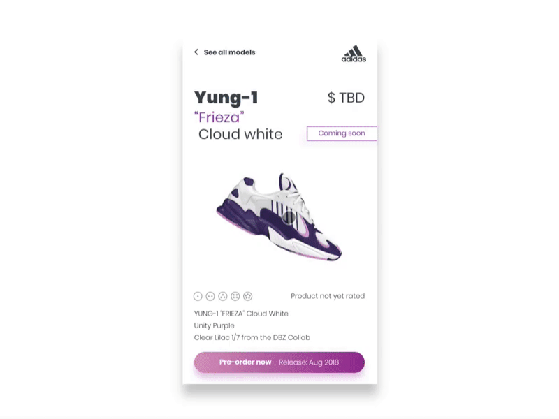 Adidas X Dragon Ball adidas dragon ball flat invision studio mock up pre order ui yung 1