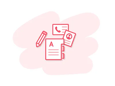 Contacts business card contact document file icon office outline paper pencil