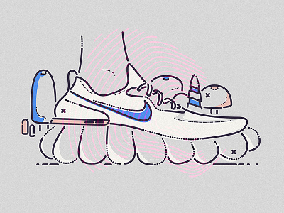 Bubble fashion graphic icon illustration lines minimal nike sneaker thumbprint trainer