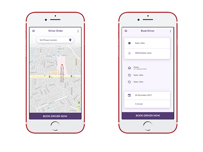 Driver hailing app design ui