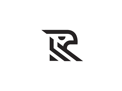 R - Eagle animal bird eagle hawk letter line logo mark r simple stripe techy