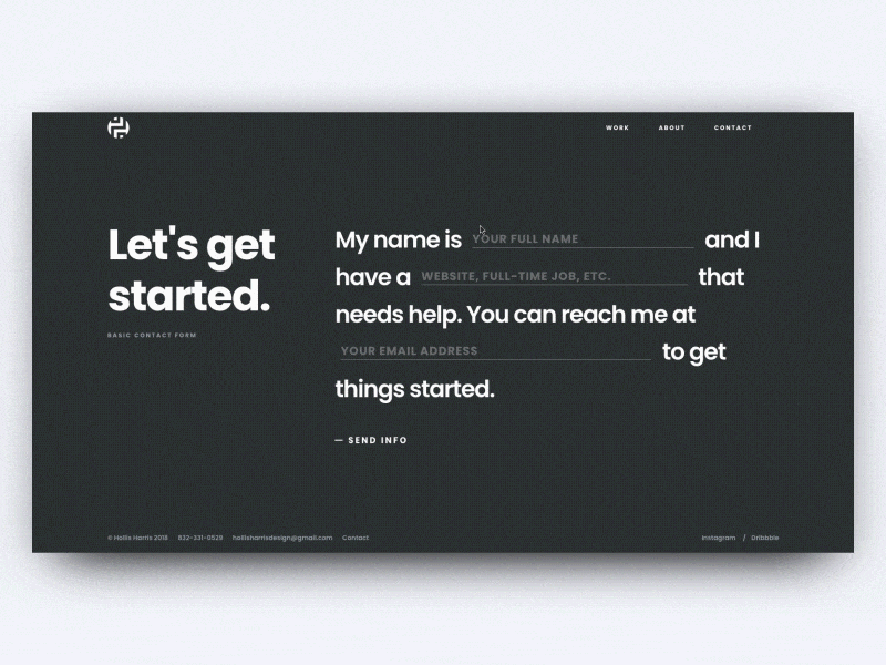 Portfolio Contact Form contact forms natural language portfolio ui user experience ux visual design wip