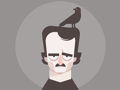 Nevermore allan amora design edgar flat illustration poe tiago