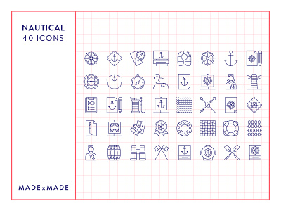 Made By Made | Line Icons – Nautical fishing icons illustrations infographics line icons nautical navy sailing symbols ui ux vector