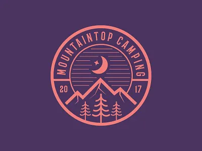 Mountaintop 2017 badge camping design icon illustration logo mountain nature night tree typography vintage