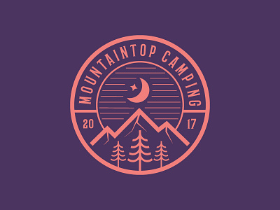 Mountaintop 2017 badge camping design icon illustration logo mountain nature night tree typography vintage
