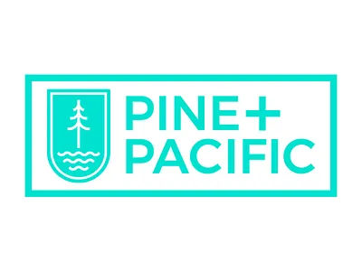 Pine And Pacific badge forest logo ocean pacific pine teal tree water waves