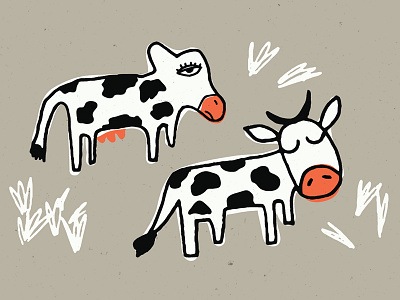 Roamin Around animals color cows drawing illustration texture